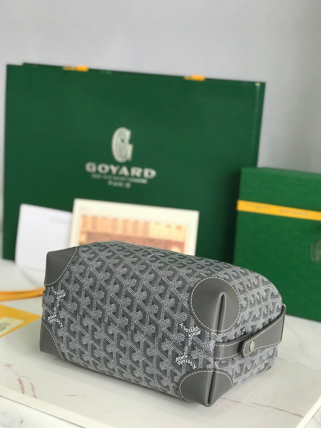 GOYA 26S BOEING 25CM IN GREY GOYARDINE CANVAS AND CALFSKIN
