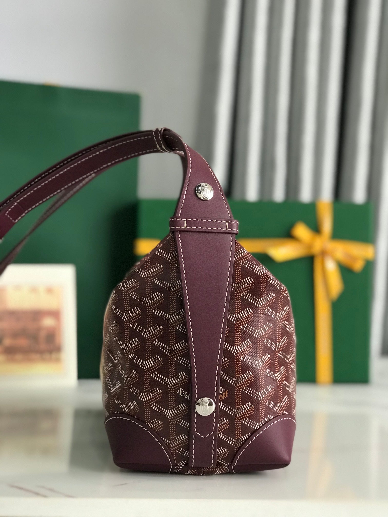GOYA 26S BOEING 25CM IN BURGUNDY RED GOYARDINE CANVAS AND CALFSKIN