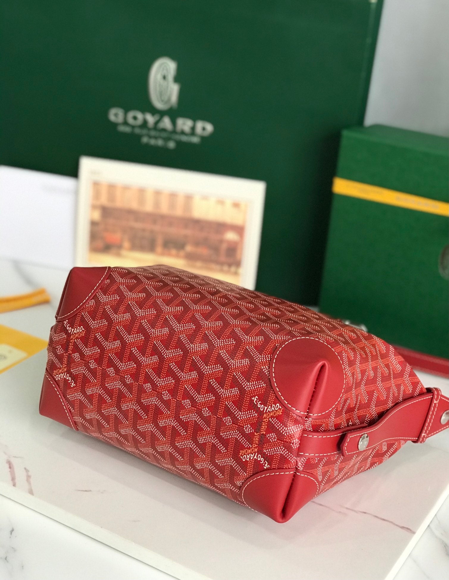GOYA 26S BOEING 25CM IN DARK RED GOYARDINE CANVAS AND CALFSKIN