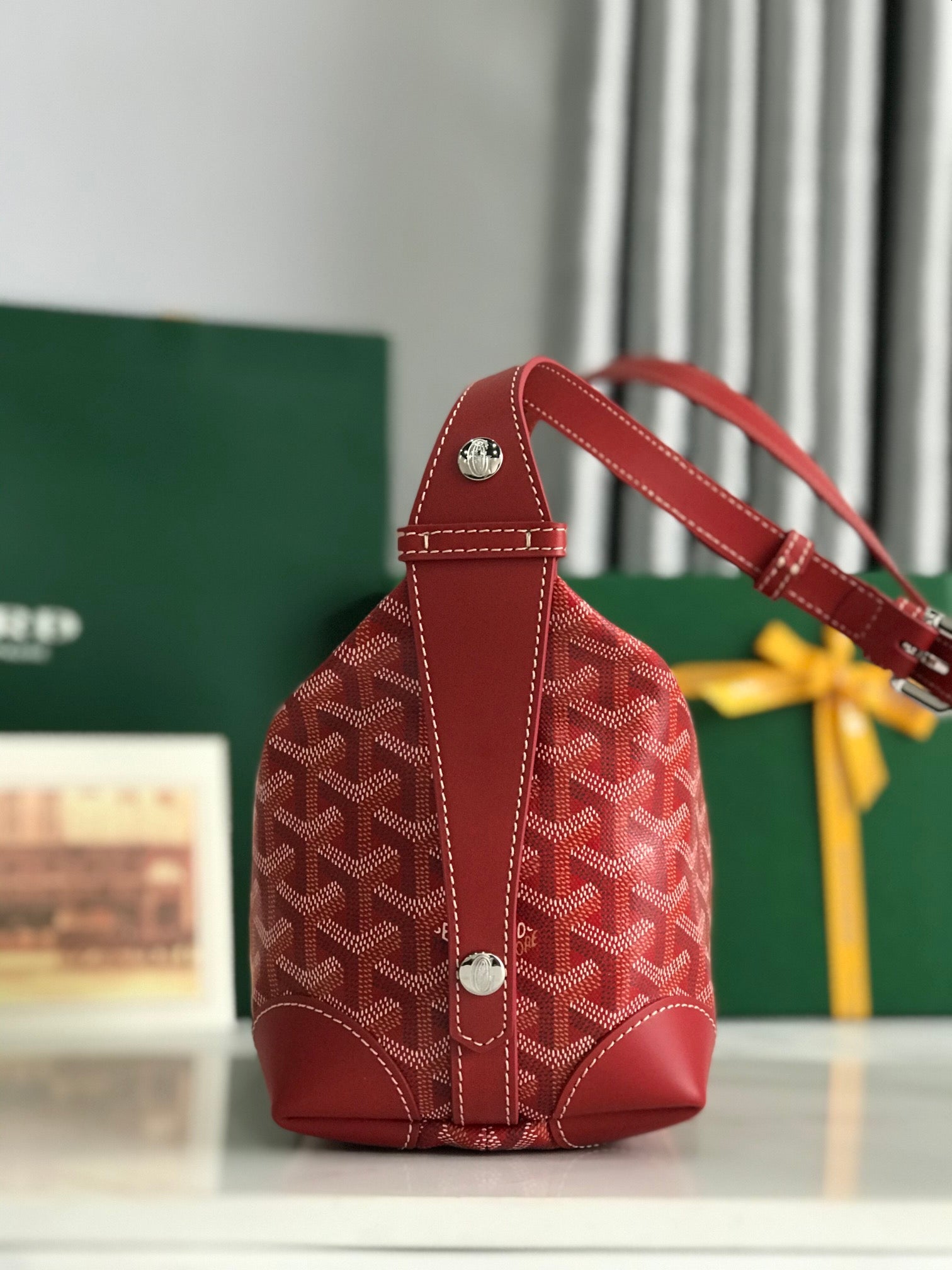 GOYA 26S BOEING 25CM IN DARK RED GOYARDINE CANVAS AND CALFSKIN
