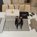 YSL SLINGBACK HIGH HEELS 100 MM IN BLACK CALFSKIN