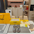 FENDI 26S FLIP-FLOP SANDALS IN DARK GREY CALFSKIN