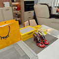 FENDI 26S HIGH-HEELED SANDALS 85 MM IN RED AND BLACK CALFSKIN