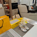 FENDI 26S HIGH-HEELED SANDALS 85 MM IN SILVER AND GOLD CALFSKIN