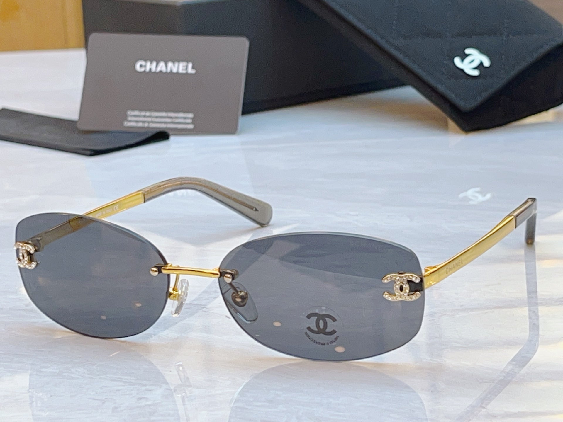 CHANEL RECTANGLE SUNGLASSES IN METAL 941998