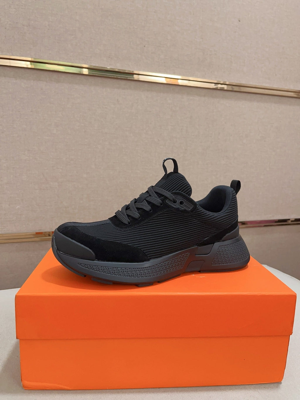 HM HUGO SNEAKER BLACK WEAVE AND SUEDE