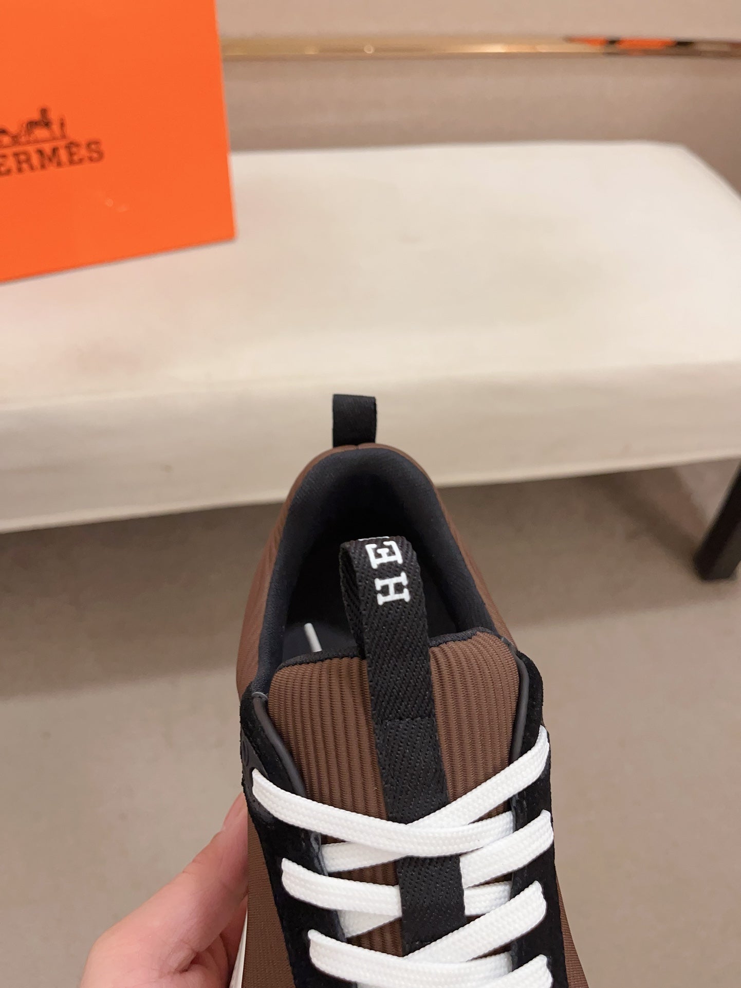 HM HUGO SNEAKER BROWN WEAVE AND SUEDE