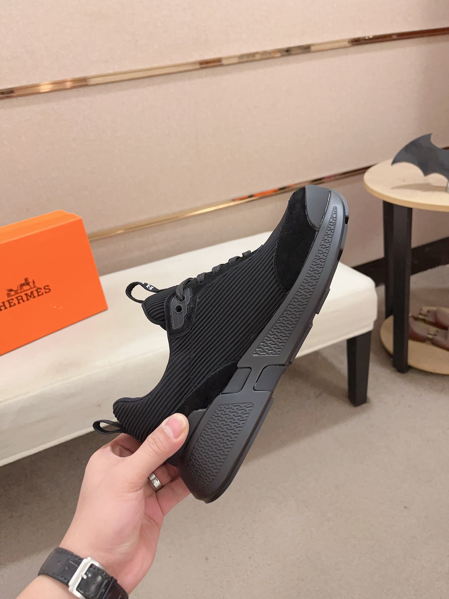 HM HUGO SNEAKER BLACK WEAVE AND SUEDE