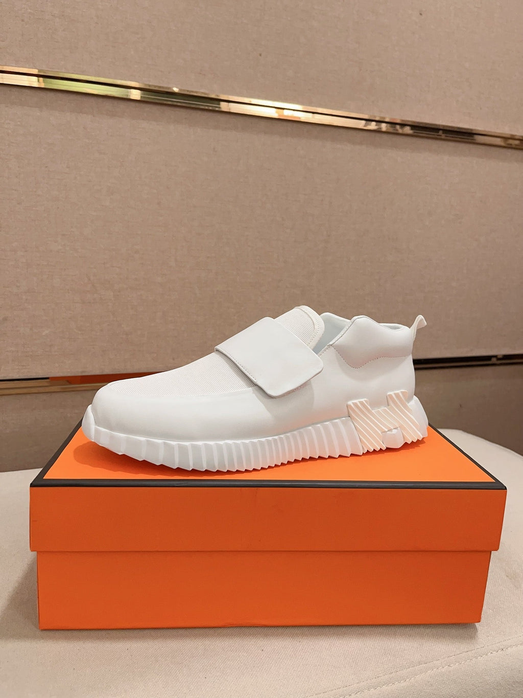 HM H SNEAKER WHITE CANVAS AND CALFSKIN