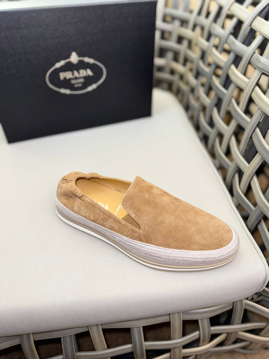 PRA LOAFER IN EGG NOG BEIGE SUEDE