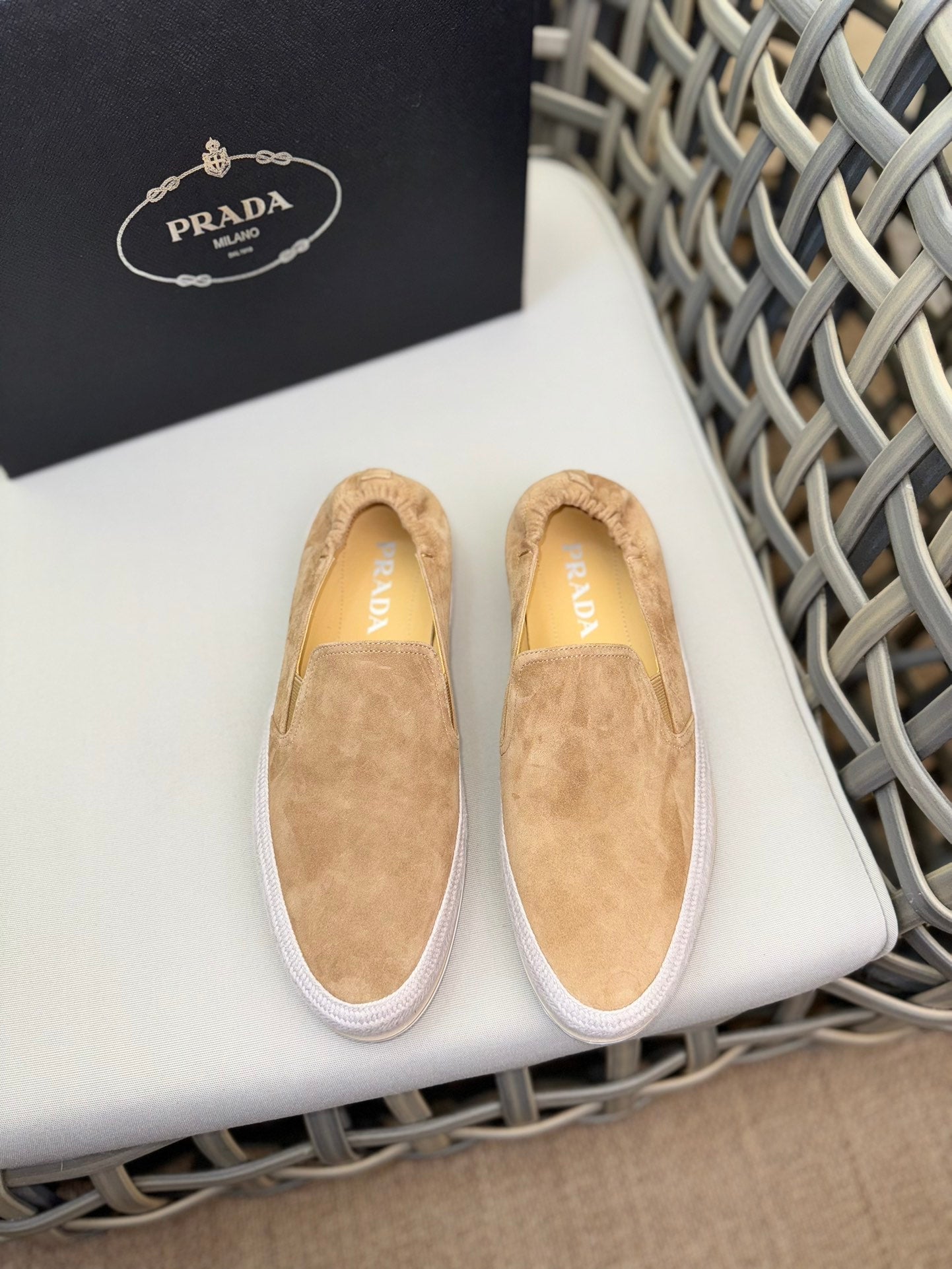 PRA LOAFER IN EGG NOG BEIGE SUEDE
