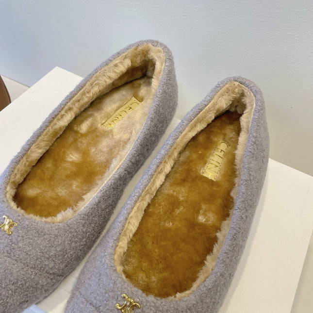 CELINE 26S FLAT SHOES IN LAVENDER GREY WOOL