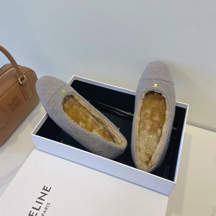 CELINE 26S FLAT SHOES IN LAVENDER GREY WOOL