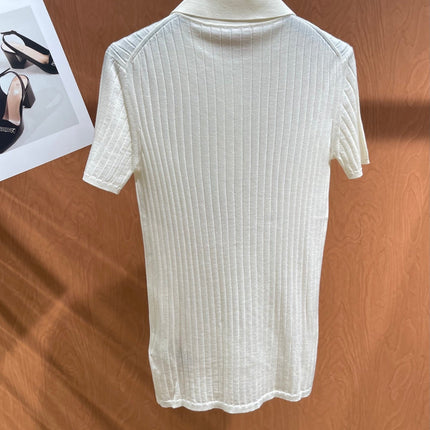 HERMES 26S SHORT-SLEEVE KNIT POLO TOP 706