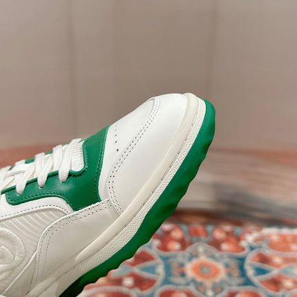 GUCCI 26S SNEAKERS IN WHITE MIX GREEN CALFSKIN