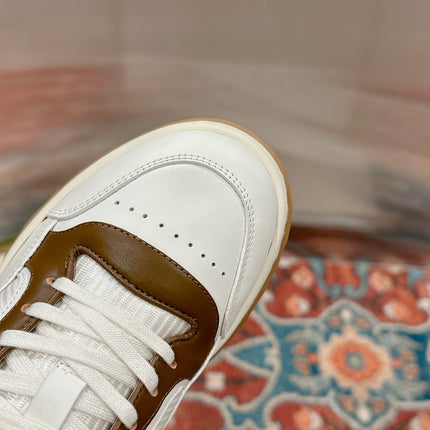 GUCCI 26S SNEAKERS IN WHITE MIX BROWN CALFSKIN