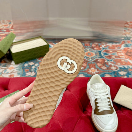 GUCCI 26S SNEAKERS IN WHITE MIX BROWN CALFSKIN