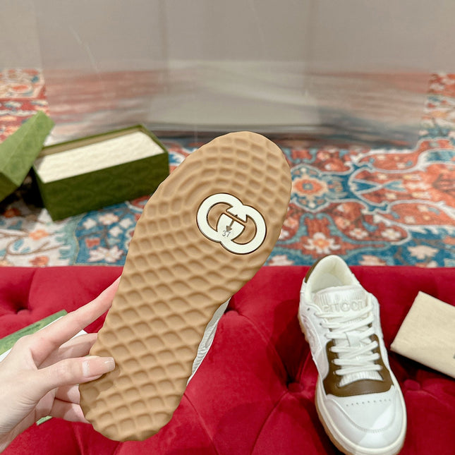 GUCCI 26S SNEAKERS IN WHITE MIX BROWN CALFSKIN