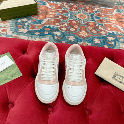 GUCCI 26S SNEAKERS IN WHITE MIX LIGHT PINK CALFSKIN