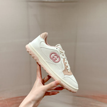 GUCCI 26S SNEAKERS IN WHITE MIX LIGHT PINK CALFSKIN