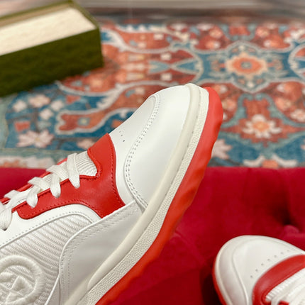 GUCCI 26S SNEAKERS IN WHITE MIX RED CALFSKIN