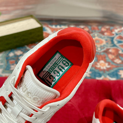GUCCI 26S SNEAKERS IN WHITE MIX RED CALFSKIN