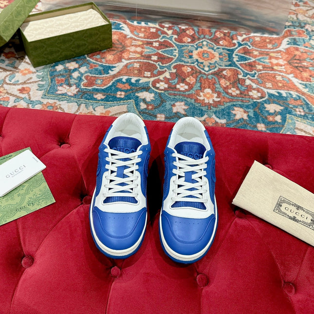 GUCCI 26S SNEAKERS IN BLUE CALFSKIN WITH LOGO