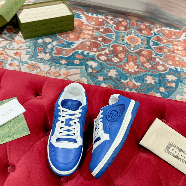 GUCCI 26S SNEAKERS IN BLUE CALFSKIN WITH LOGO
