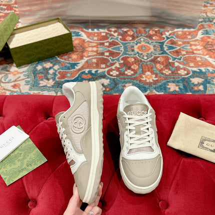 GUCCI 26S SNEAKERS IN BEIGE CALFSKIN WITH LOGO