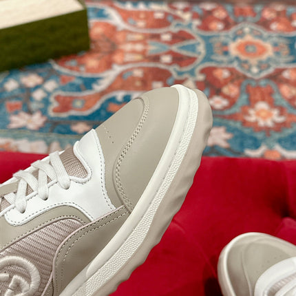 GUCCI 26S SNEAKERS IN BEIGE CALFSKIN WITH LOGO