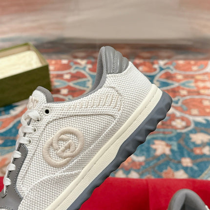 GUCCI 26S SNEAKERS IN WHITE MESH FABRIC AND GREY CALFSKIN