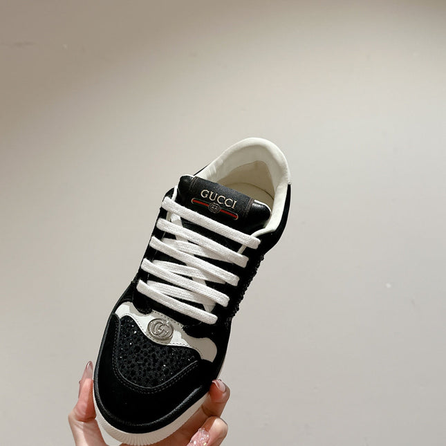 GUCCI 26S SCREENER SNEAKER IN BLACK SUEDE