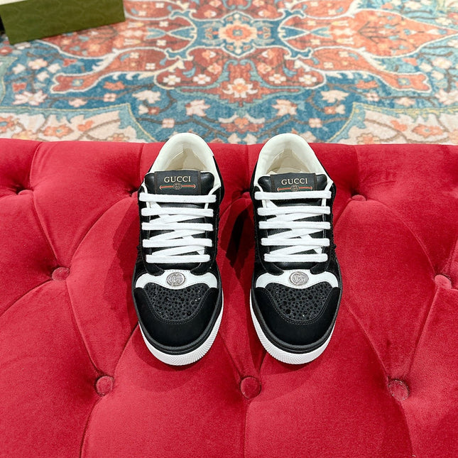 GUCCI 26S SCREENER SNEAKER IN BLACK SUEDE