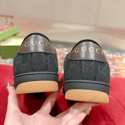 GUCCI 26S SCREENER SNEAKER IN BLACK AND GREY CANVAS