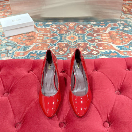 CHLOE 26S HIGH HEELS IN RED PATENT CALFSKIN
