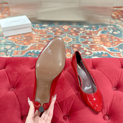 CHLOE 26S HIGH HEELS IN RED PATENT CALFSKIN
