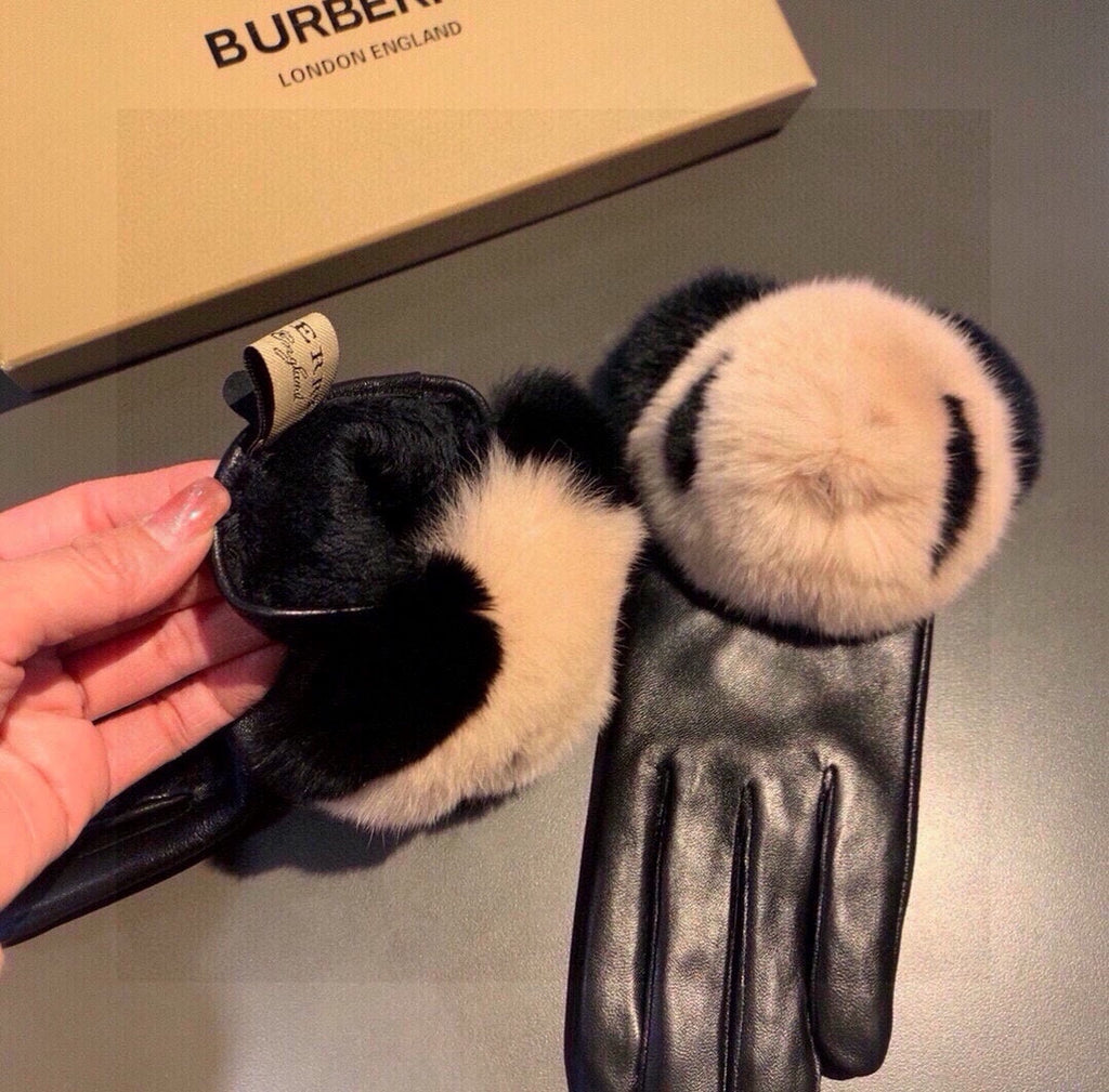 GLOVES IN BLACK LAMBSKIN WITH RABBIT FUR 407807
