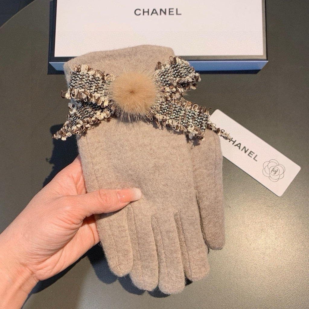 GLOVES IN PALE BROWN WOOL 420538