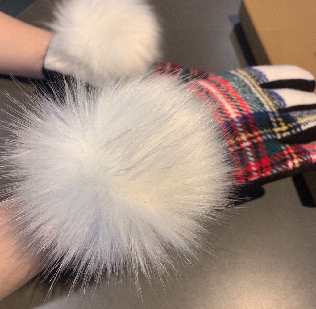 LINED GLOVES IN COLORFUL WOOL AND RABBIT FUR 432650