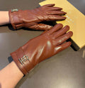 GLOVES IN BRONZE BROWN LAMBSKIN WITH FLEECE LINING 440495