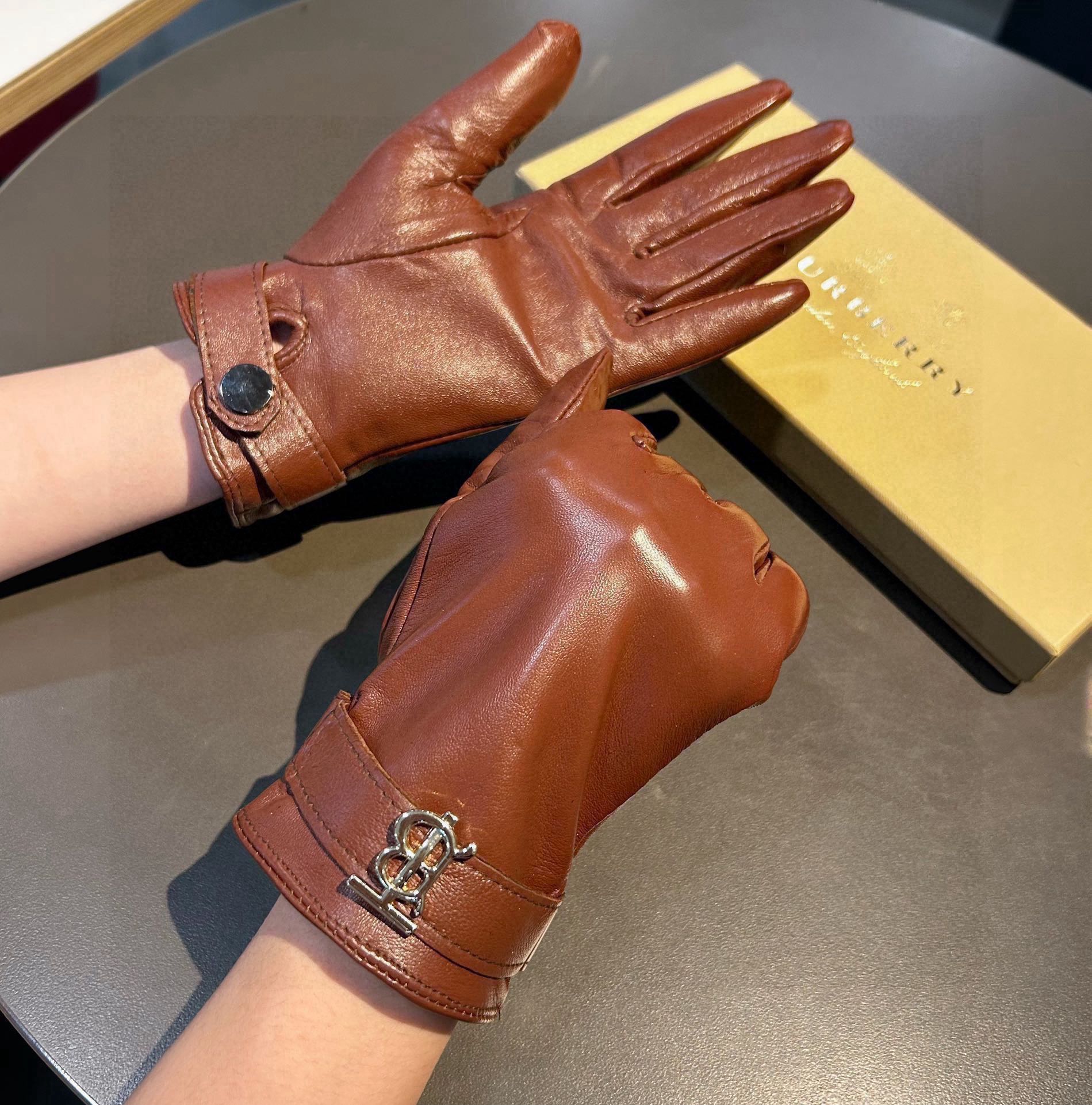 GLOVES IN BRONZE BROWN LAMBSKIN WITH FLEECE LINING 440495
