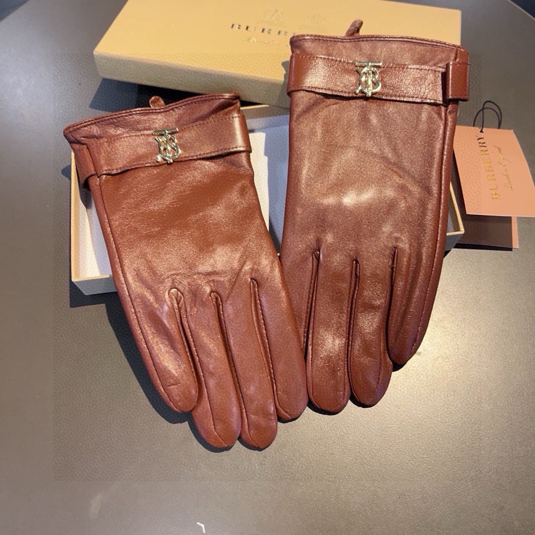 GLOVES IN RED BROWN LAMBSKIN WITH FLEECE LINING 440498