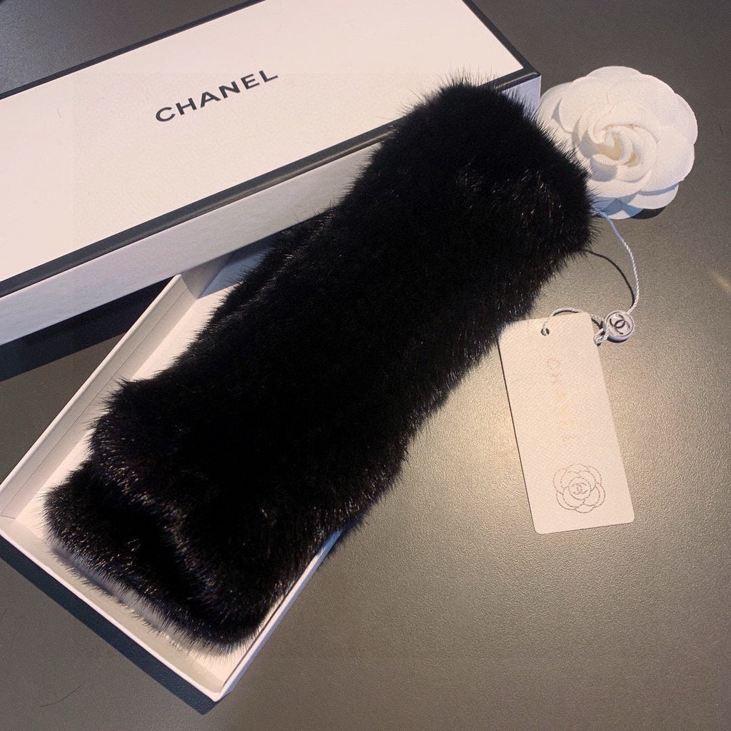 FINGERLESS GLOVES IN BLACK RABBIT FUR 462279