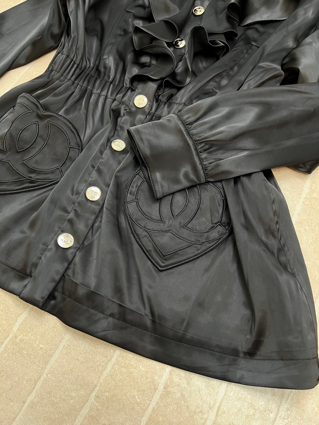 CHANEL 25S HOODED JACKET WITH LACE TRIM 408