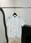 CHANEL 26S BUTTON-UP SHORT-SLEEVE KNIT TOP STYLE 1159