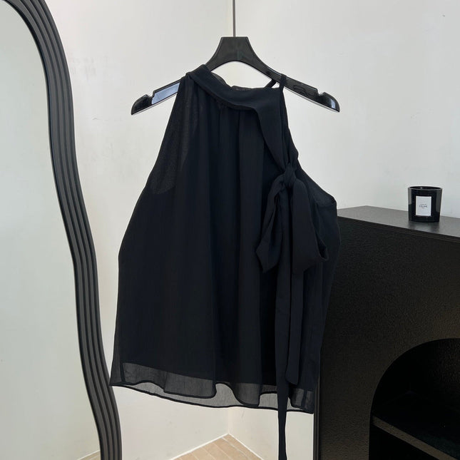 VALENTINO 26S SLEEVELESS TIE-NECK BLOUSE 459
