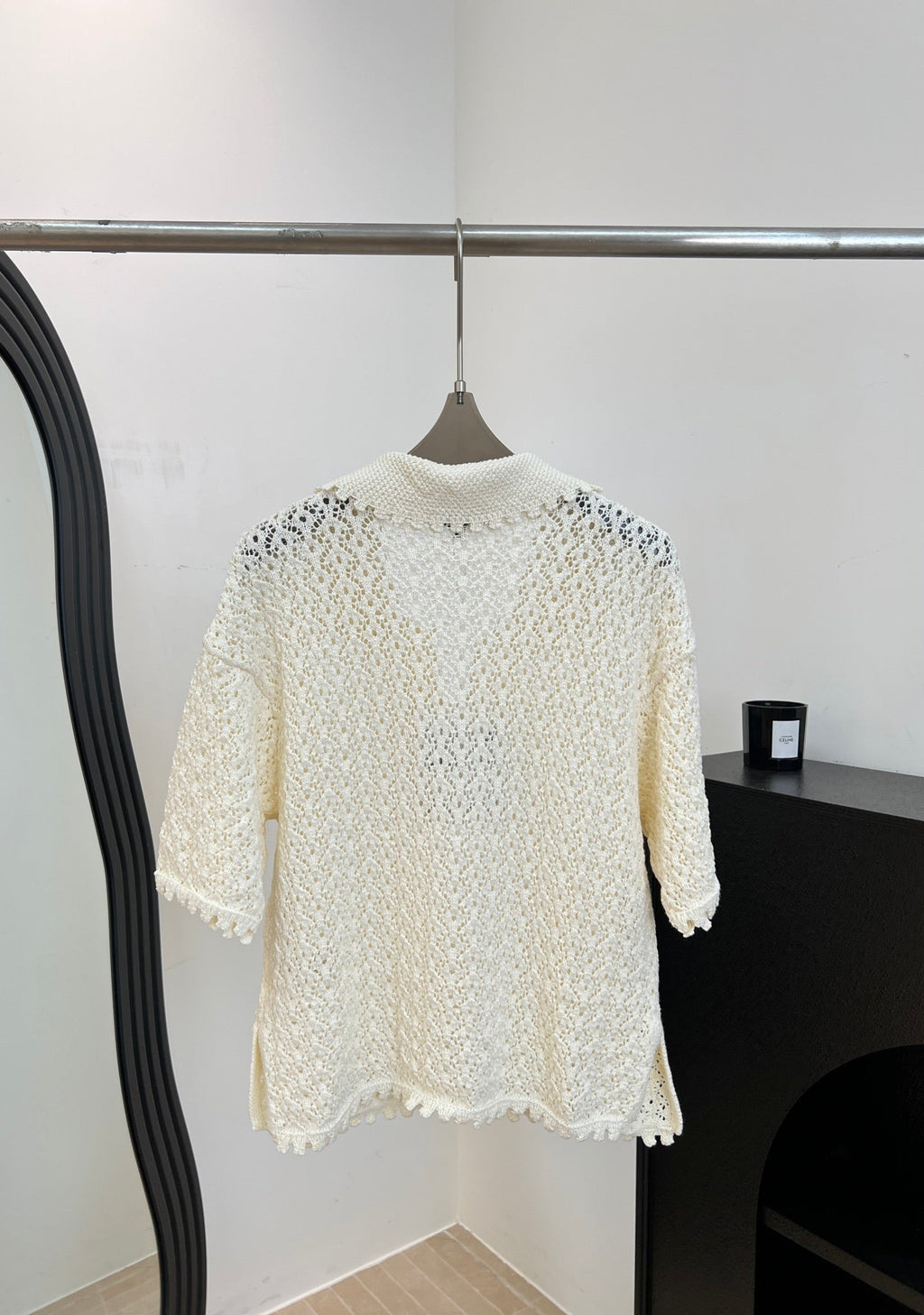 CHANEL 26S CROCHET KNIT POLO TOP 1431