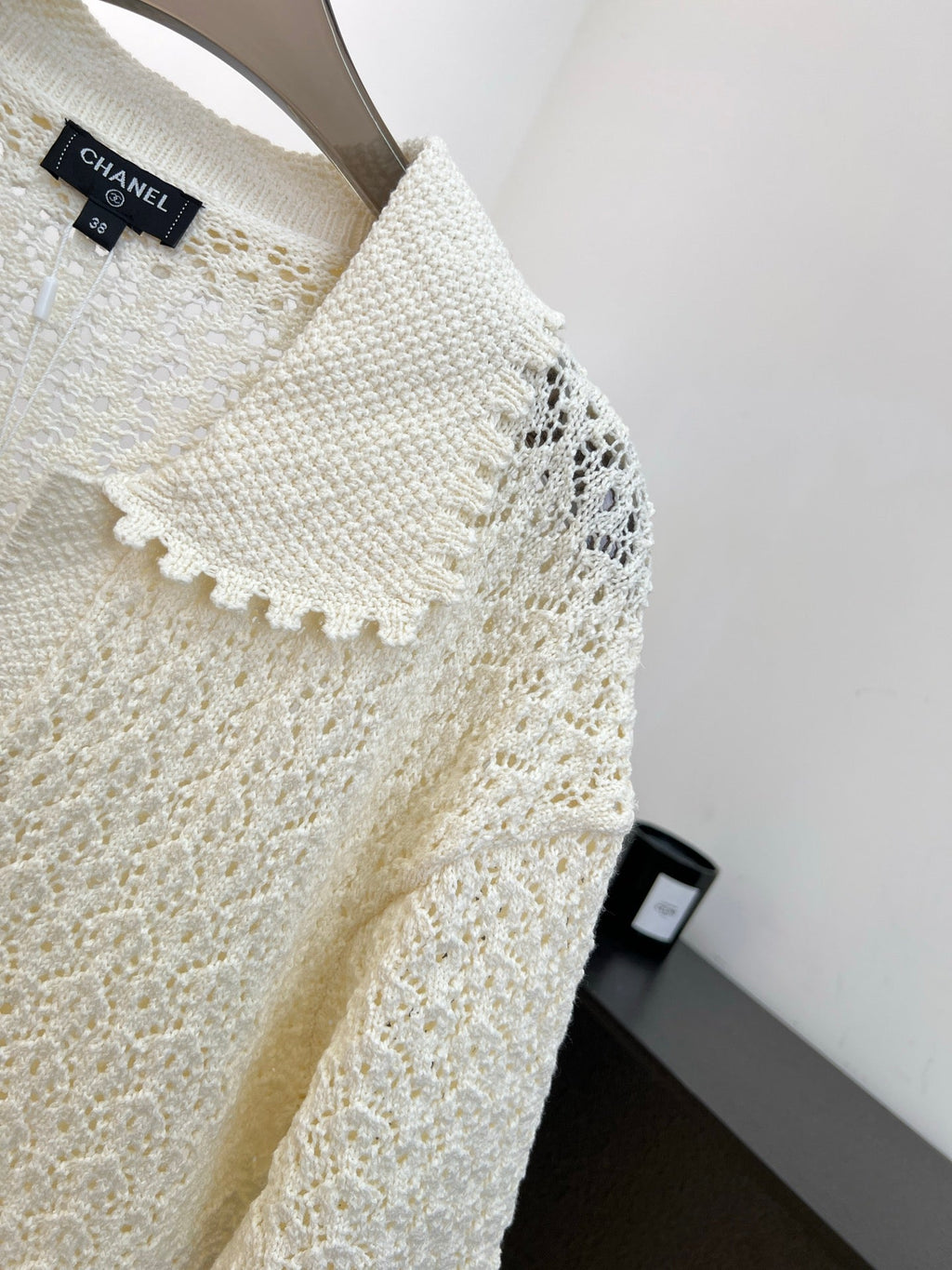 CHANEL 26S CROCHET KNIT POLO TOP 1431
