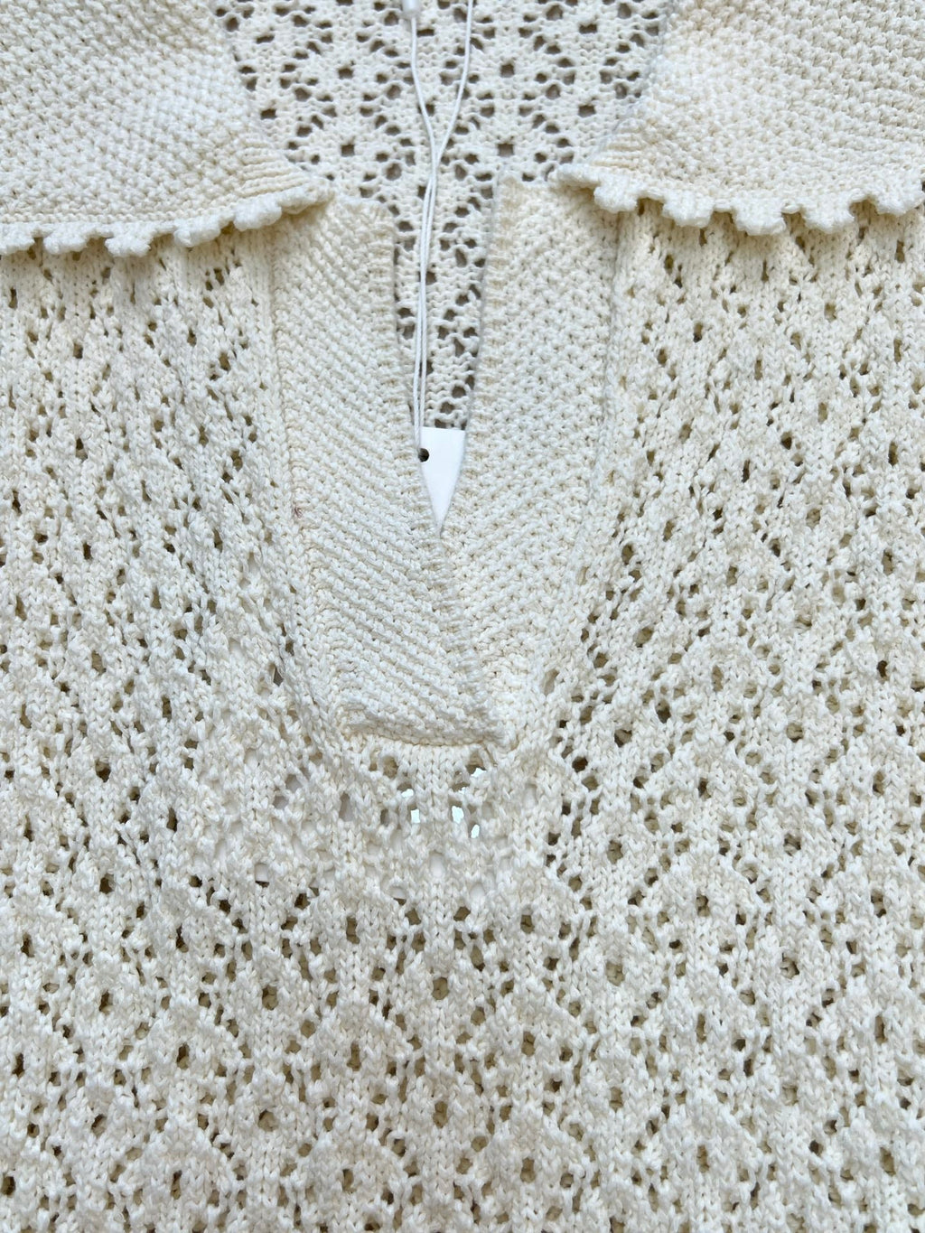 CHANEL 26S CROCHET KNIT POLO TOP 1431