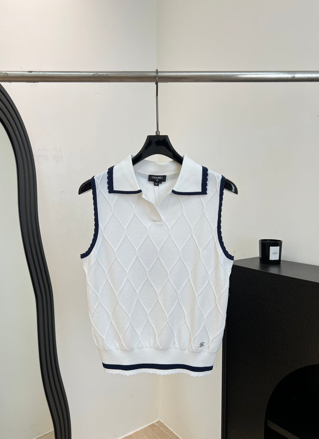CHANEL 26S SLEEVELESS POLO KNIT TOP STYLE 1151
